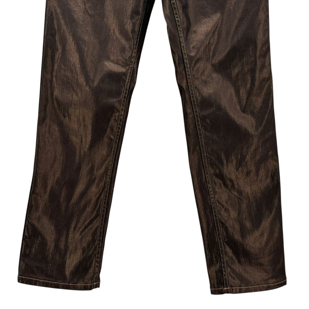 Soft Surroundings Womens 12 Jeans Mica Coated Straight Leg Bronze Shiny 5 Pocket - Picture 3 of 8